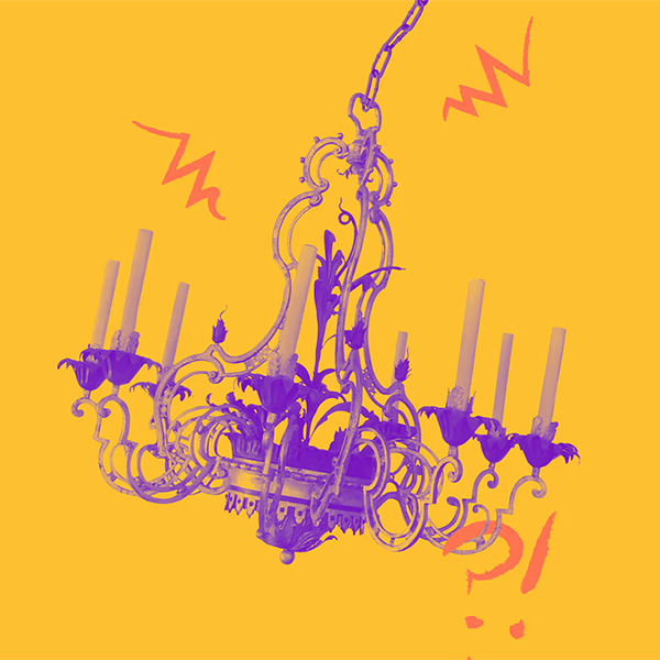 A swinging chandelier.